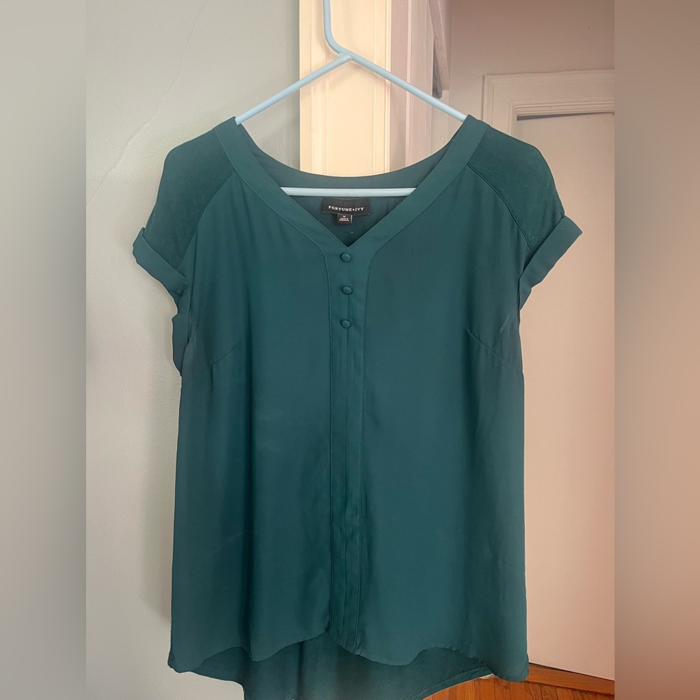 Fortune & Ivy dark green blouse